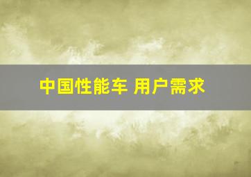 中国性能车 用户需求